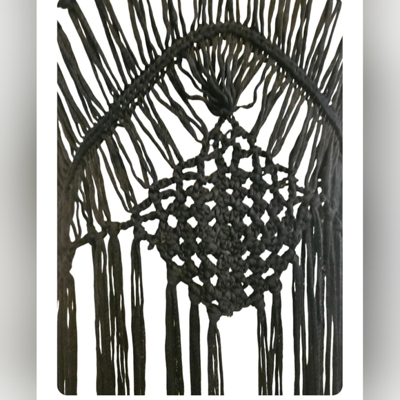 Crochet Swim Cover Up Black Open Back Fringe Boho Crop Top - Picture 6 of 16